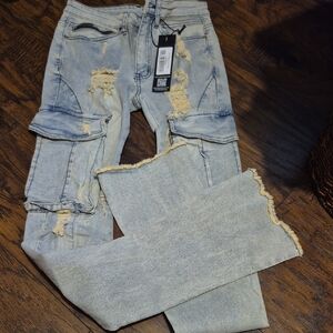 Men's Distressed Light Blue Jeans